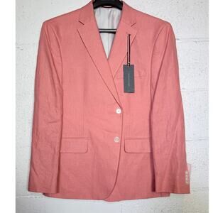 Tommy Hilfiger Men's Modern-Fit 100% Linen Sport Coat Light Red 44S  $295